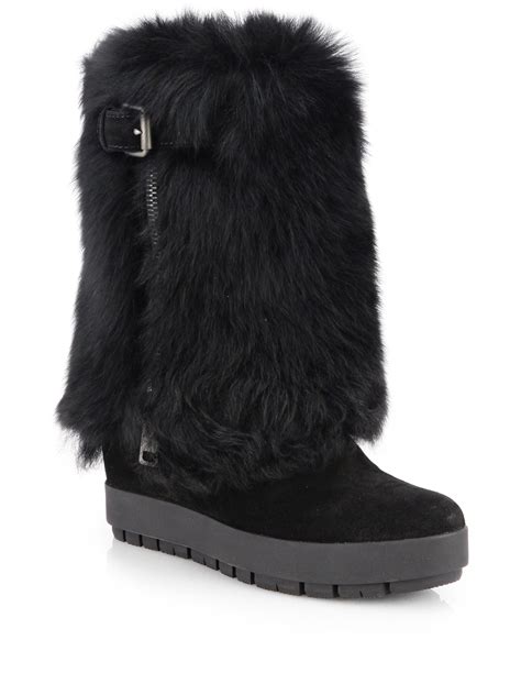 prada shearling fur boots 1u935h|winter shearling boots.